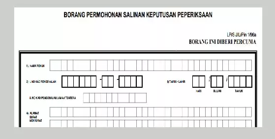 Permohonan Salinan Keputusan Peperiksaan Hilang