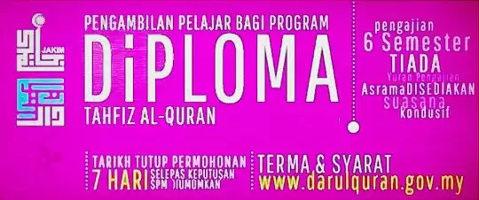 Permohonan Program Diploma Tahfiz Al-Quran online