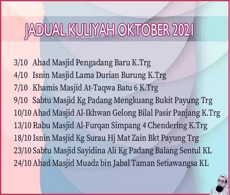 jadual kuliah uai okt 2021