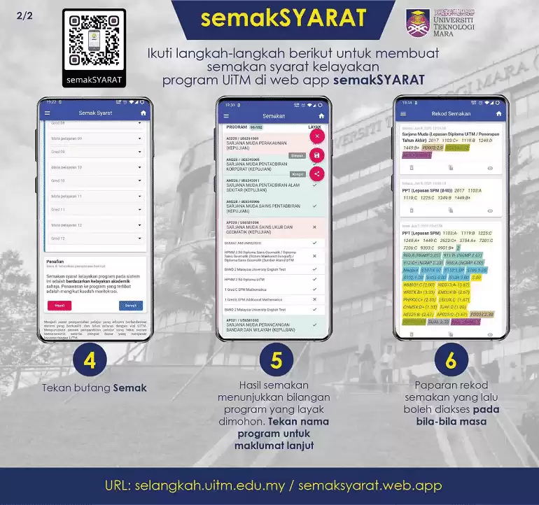 Semakan Syarat Kelayakan UiTM Online (Selangkah)