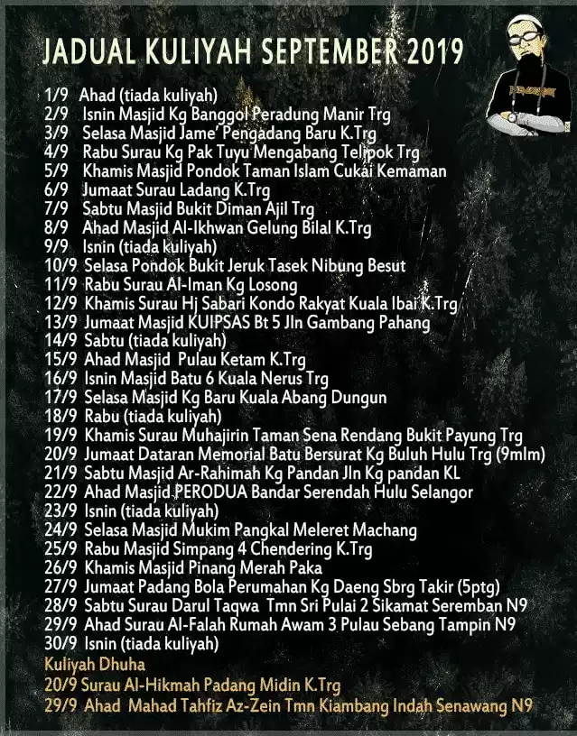 jadual kuliah ustaz azhar idrus september 2019