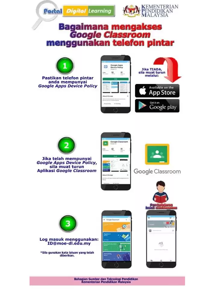 cara akses google classroom guna handphone