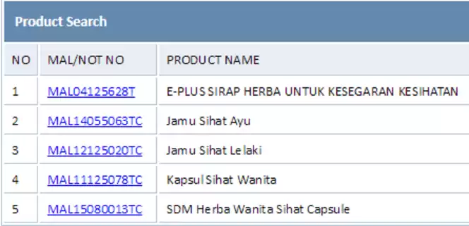 Semak No Pendaftaran Produk/ Ubat