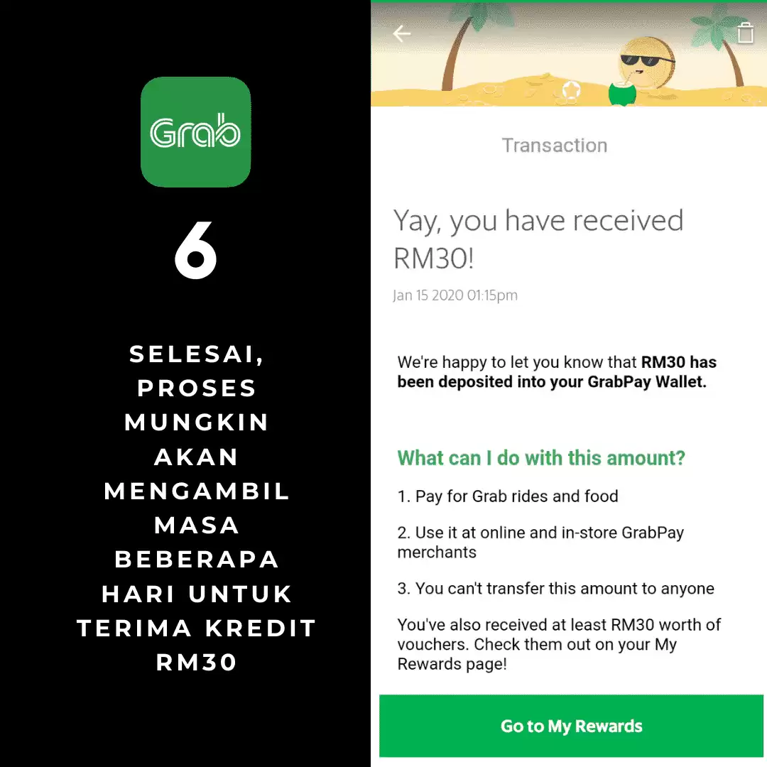 e-tunai Grab 5 epenjana