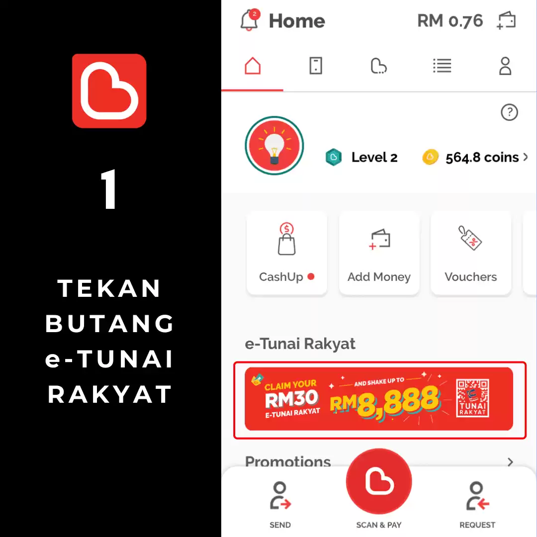 etunai Boost 1 cara daftar ewallet ebelia