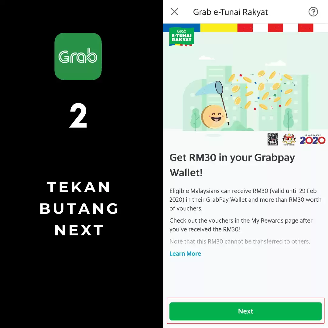 e-tunai Grab 1 epenjana etunai cara daftar ewallet