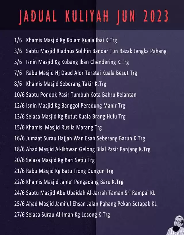 jadual-kuliyah-jun-2023